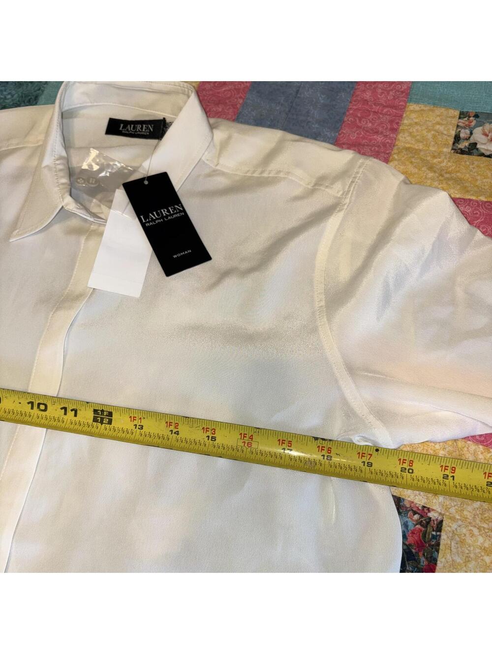 Lauren Ralph Lauren NEW $115 Womans Sz PL White Long Sleeve Button-Up Shirt Work - Picture 7 of 9